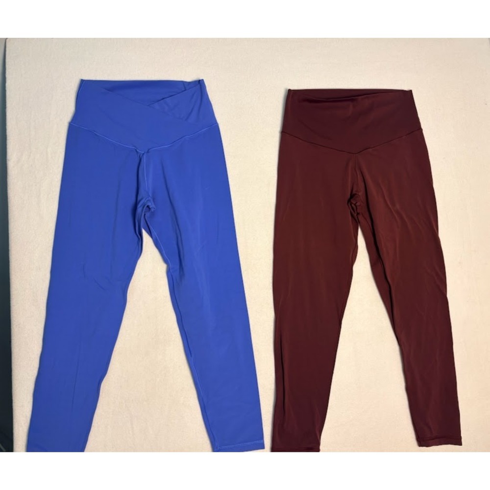 OFFLINE by Aerie Leggings LOT Women Large Blue Burgundy Crossover High Rise 7/8